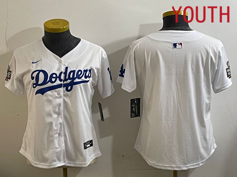 Youth Los Angeles Dodgers Blank White Game 2024 Nike MLB Jersey style 112110->youth mlb jersey->Youth Jersey